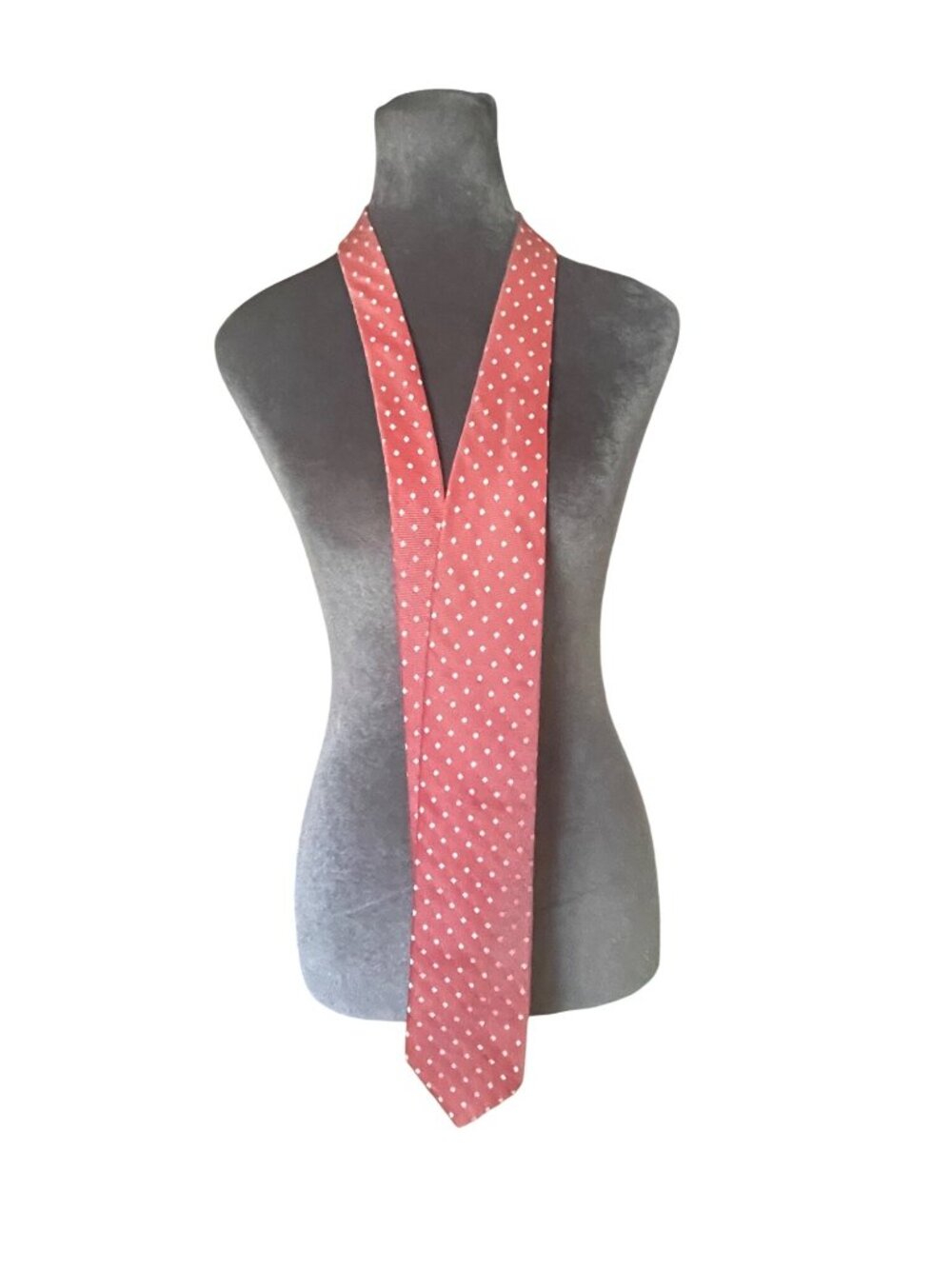 Faconnable Red Silk Tie With White Polka Dots Pattern 100% Silk Classic Mens Acc